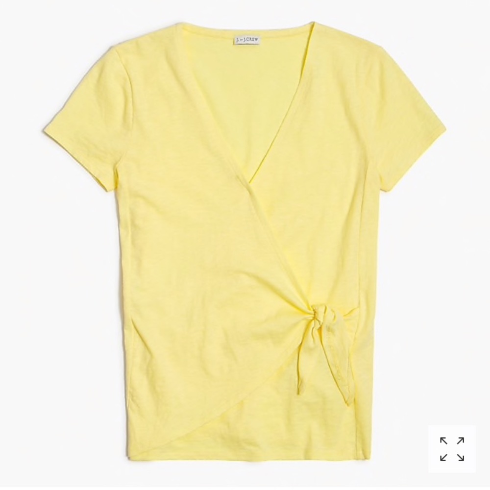 J Crew Yellow Wrap Tie Short Sleeve T-Shirt